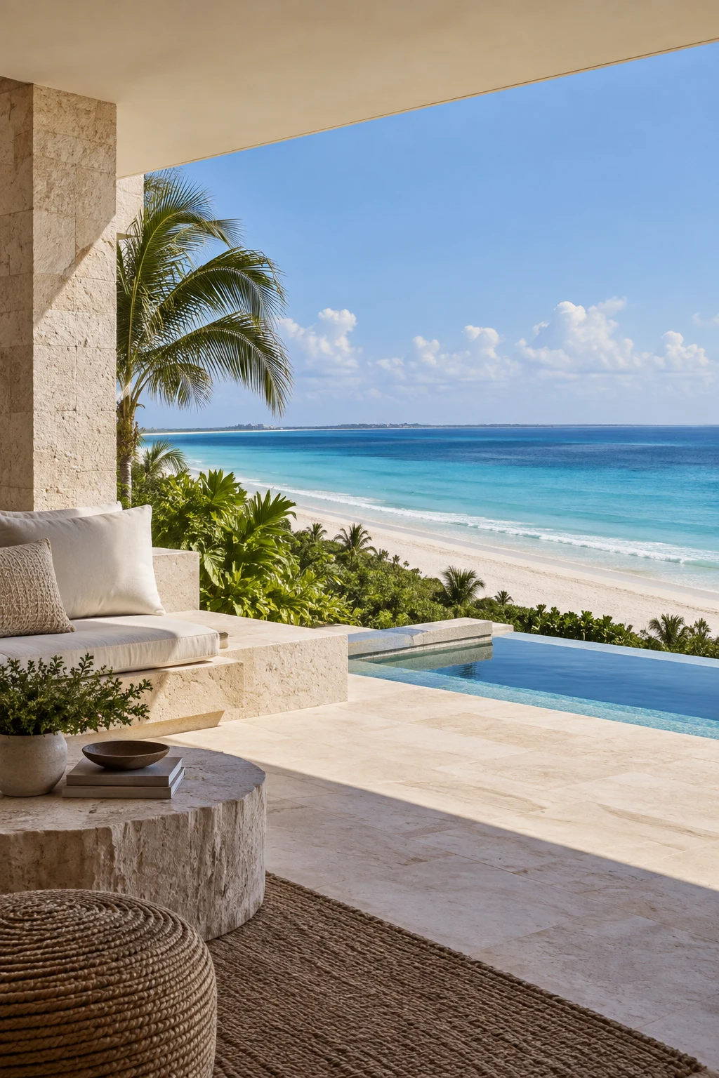 Limestone terrace and Caribbean beach — illustrative inspiration