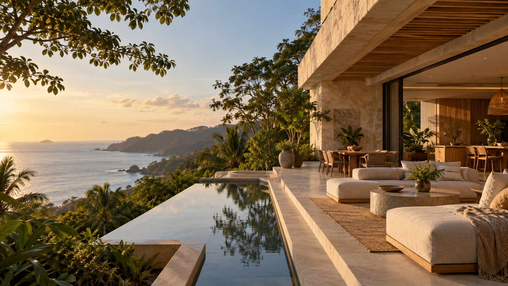 Concepto arquitectónico de una residencia junto a la costa